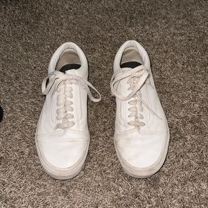 white leather tie up vans